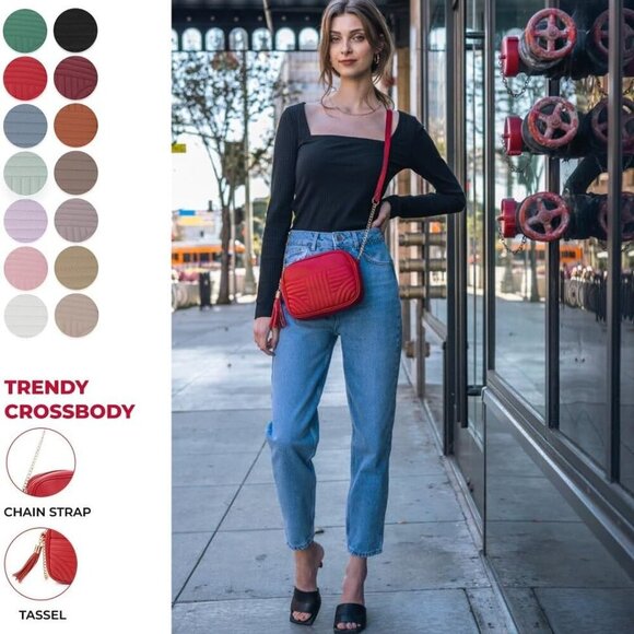 Quilted Crossbody Bags for Women - Stylish Camera Bag with Tassel - Lightweight - Picture 2 of 7